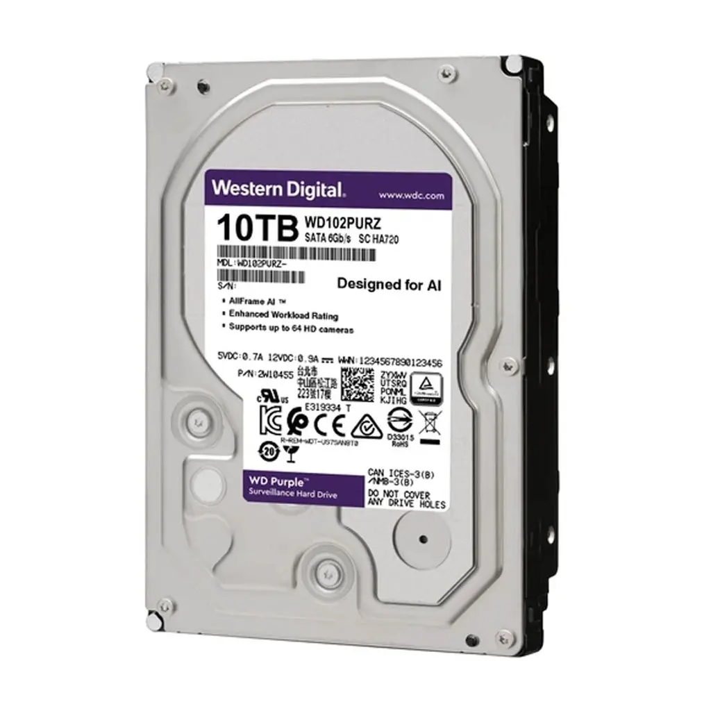 WESTERN DIGITAL Purple Disque Dur Interne d'enregistrement 3,5" 10To 12M WD102PURX